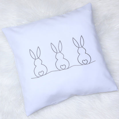 Kissenbezug bestickt Ostern Osterkissen minimalistisch modern - Grau bestickt