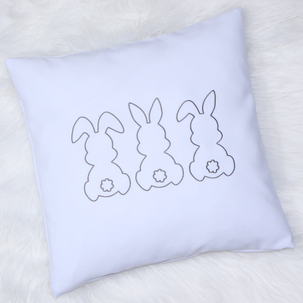 Kissenbezug bestickt Ostern Osterkissen minimalistisch modern - Grau bestickt