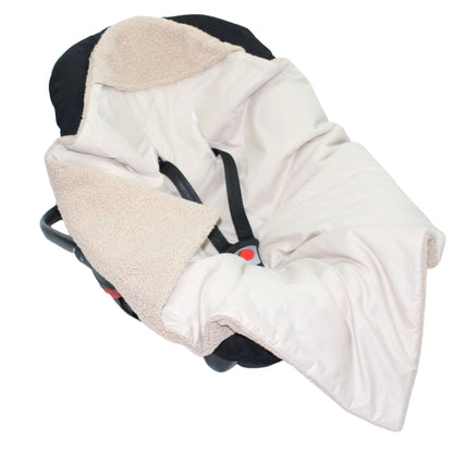 Bouclé  Baby Einschlagdecke - Beige- mit Kapuze 75x75cm für Babyschale, Decke