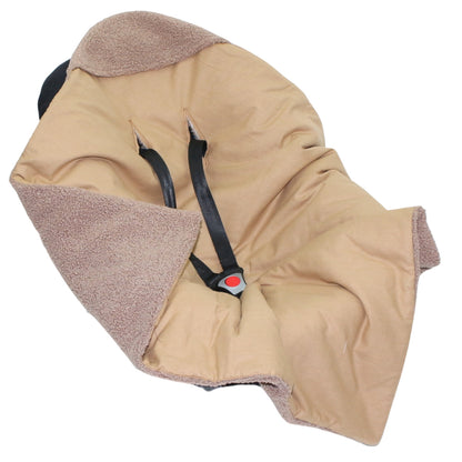 Bouclé  Baby Einschlagdecke - Braun - mit Kapuze 75x75cm für Babyschale, Decke