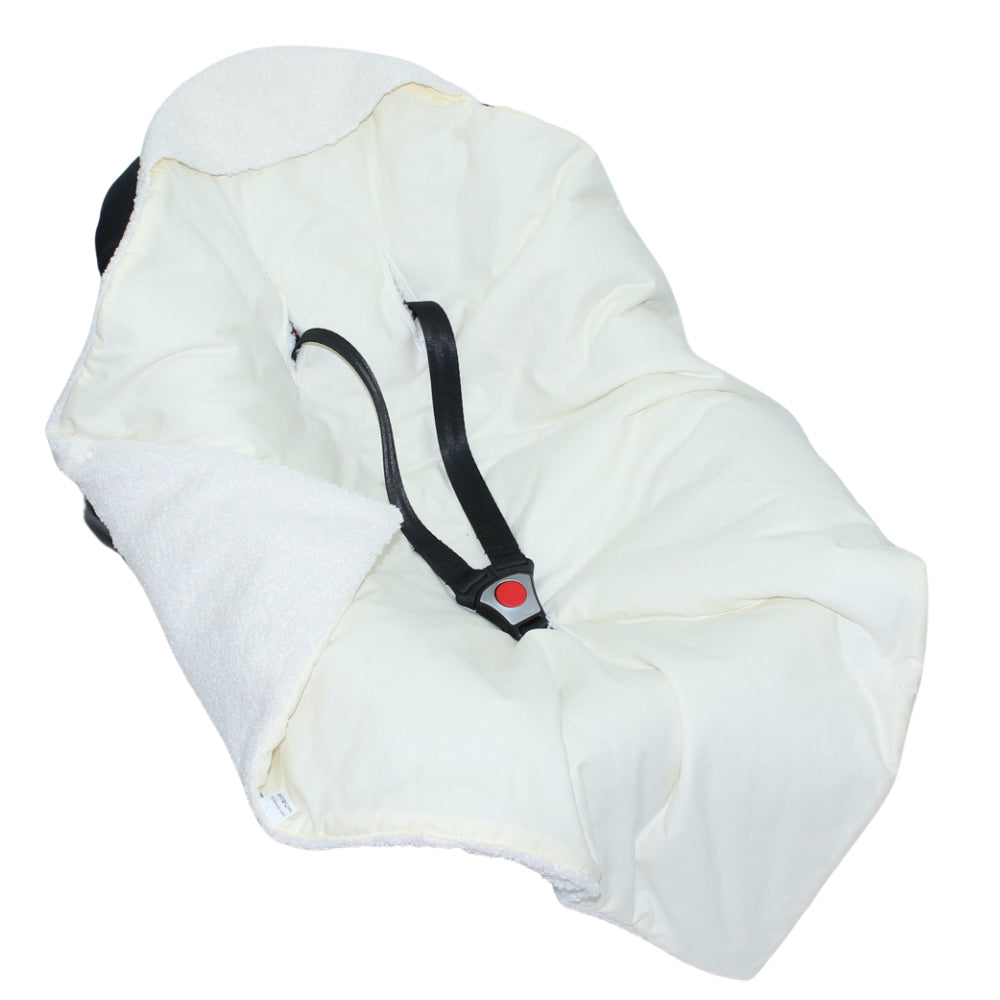 Bouclé  Baby Einschlagdecke - Creme- mit Kapuze 75x75cm für Babyschale, Decke