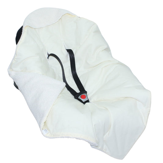 Bouclé  Baby Einschlagdecke - Creme- mit Kapuze 75x75cm für Babyschale, Decke