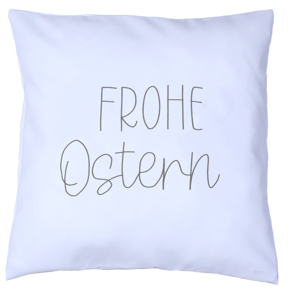 Kissenbezug bestickt Ostern Osterkissen minimalistisch modern - Grau bestickt