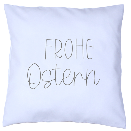 Kissenbezug bestickt Ostern Osterkissen minimalistisch modern - Grau bestickt