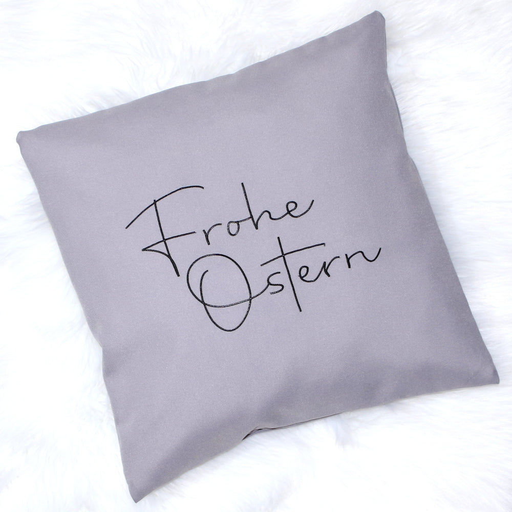Kissenbezug bestickt Ostern Osterkissen minimalistisch modern- GRAU