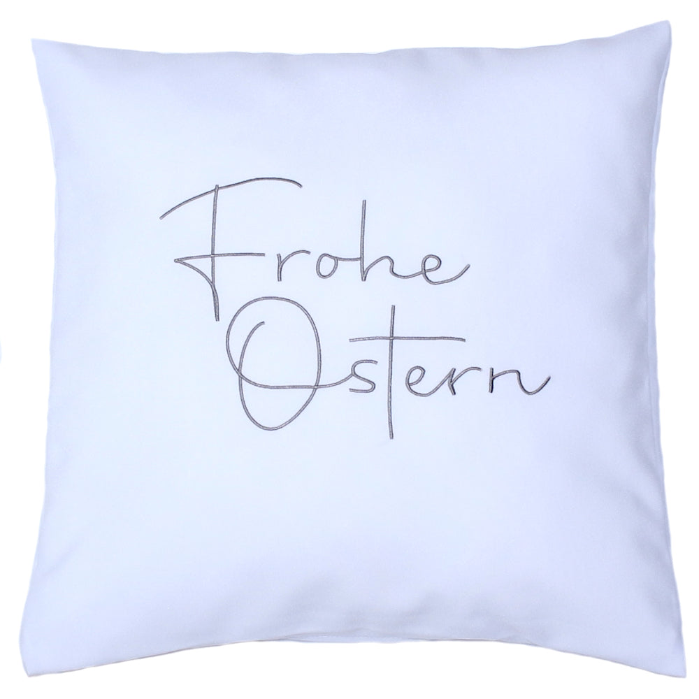 Kissenbezug bestickt Ostern Osterkissen minimalistisch modern - Grau bestickt