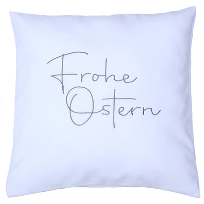 Kissenbezug bestickt Ostern Osterkissen minimalistisch modern - Grau bestickt