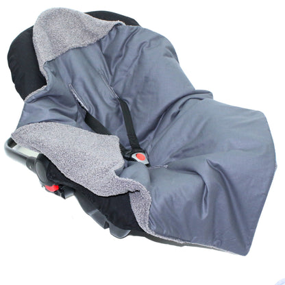 Bouclé  Baby Einschlagdecke - Anthrazit - mit Kapuze 75x75cm für Babyschale, Decke