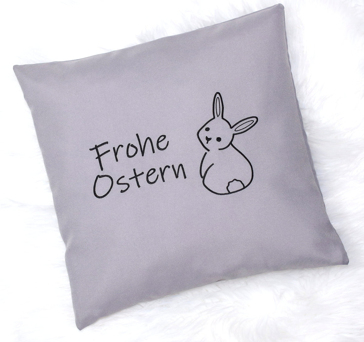 Kissenbezug bestickt Ostern Osterkissen minimalistisch modern- GRAU