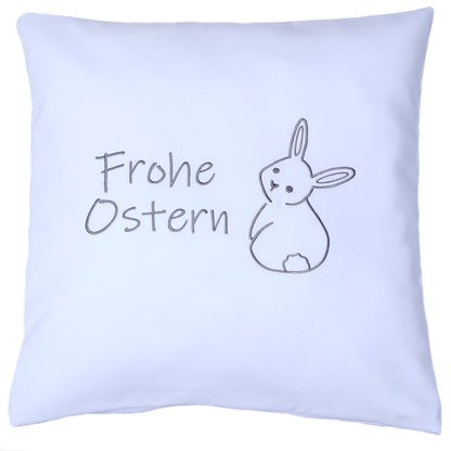 Kissenbezug bestickt Ostern Osterkissen minimalistisch modern - Grau bestickt