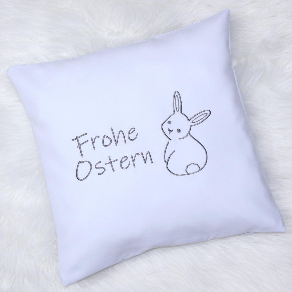 Kissenbezug bestickt Ostern Osterkissen minimalistisch modern - Grau bestickt