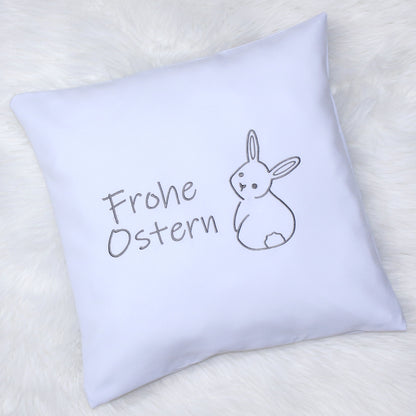 Kissenbezug bestickt Ostern Osterkissen minimalistisch modern - Grau bestickt