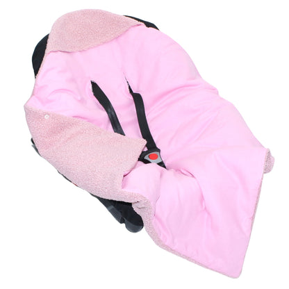 Bouclé  Baby Einschlagdecke - Puderrosa- mit Kapuze 75x75cm für Babyschale, Decke