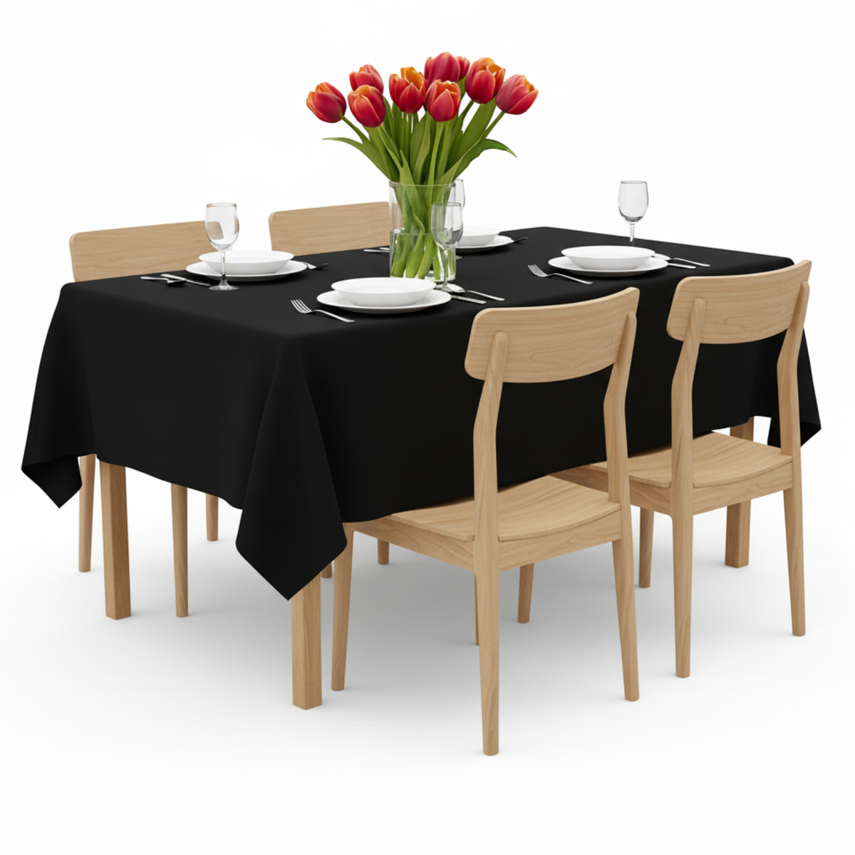 Tischdecke für Küche, Esszimmer, Garten, Feiern - Schwarz