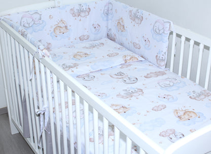 3-6 tlg Baby Kinder Bettset Baby Bettwäsche Bettdecke Kissen -Wolken