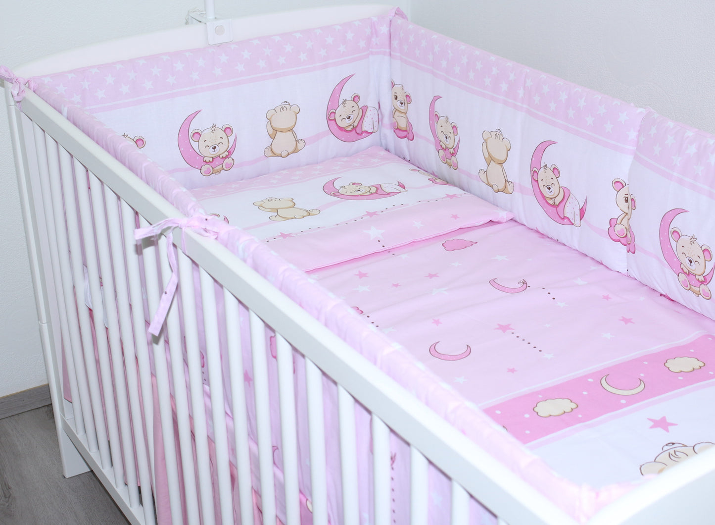 Nestchen Kopfschutz - Bärchen in Rosa - 190 cm, 360 cm, 420 cm