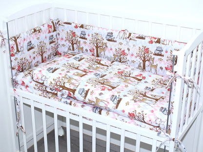 6 TLG- BABY SET mit Bettwäsche - Waldfreunde- für Beistellbett 40x90cm