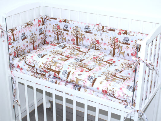 6 TLG- BABY SET mit Bettwäsche - Waldfreunde- für Beistellbett 40x90cm
