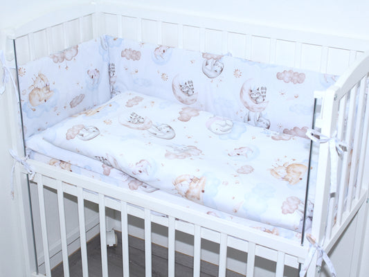 6 TLG- BABY SET mit Bettwäsche - Wolken - für Beistellbett 40x90cm