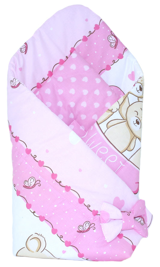 Babyhörnchen - SWEET Bärchen in Rosa - Babynest- Steckkissen Pucktuch