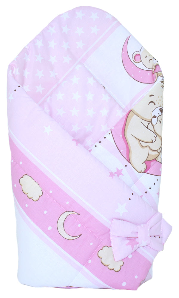 Babyhörnchen - Bärchen in Rosa - Babynest- Steckkissen Pucktuch