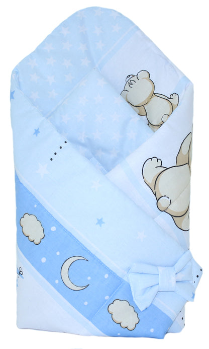 Babyhörnchen - Bärchen in Blau - Babynest- Steckkissen Pucktuch