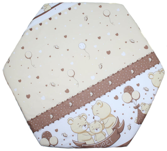 Spannbettlaken - SWEET Bärchen in Braun- für 6-eck Laufgitter Matratze 105x120cm Baumwolle