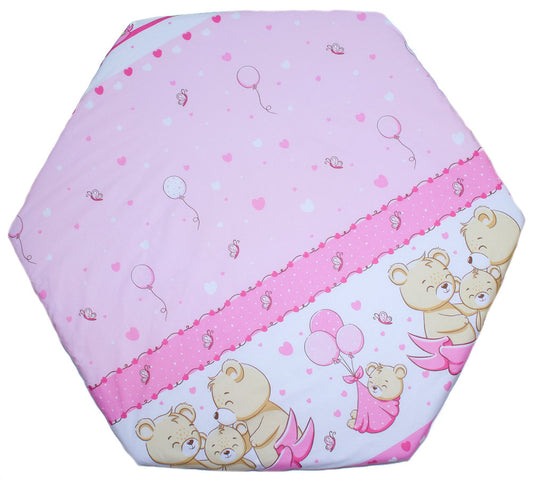 Spannbettlaken - SWEET Bärchen in Rosa- für 6-eck Laufgitter Matratze 105x120cm Baumwolle