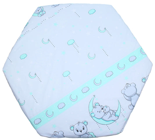 Spannbettlaken - Bärchen MINZE - für 6-eck Laufgitter Matratze 105x120cm Baumwolle