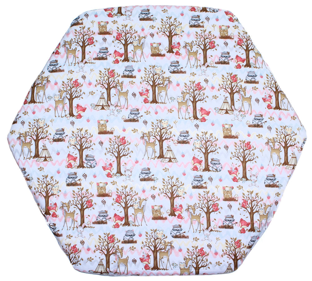 Spannbettlaken - Waldfreunde - für 6-eck Laufgitter Matratze 105x120cm Baumwolle
