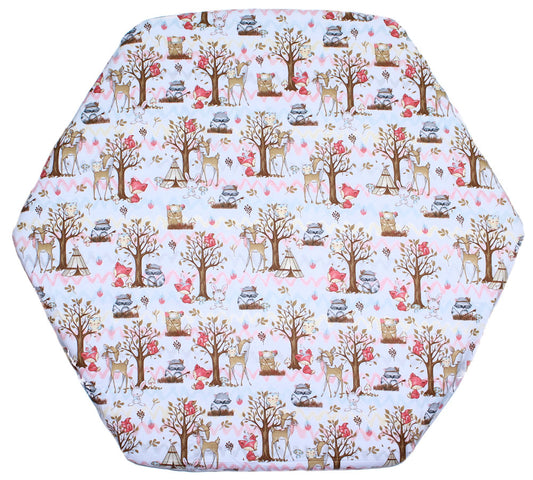 Spannbettlaken - Waldfreunde - für 6-eck Laufgitter Matratze 105x120cm Baumwolle