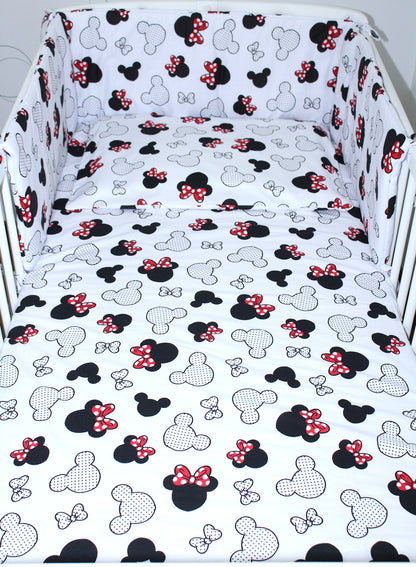 3-6 tlg Baby Kinder Bettset Baby Bettwäsche Bettdecke Kissen -Minnie