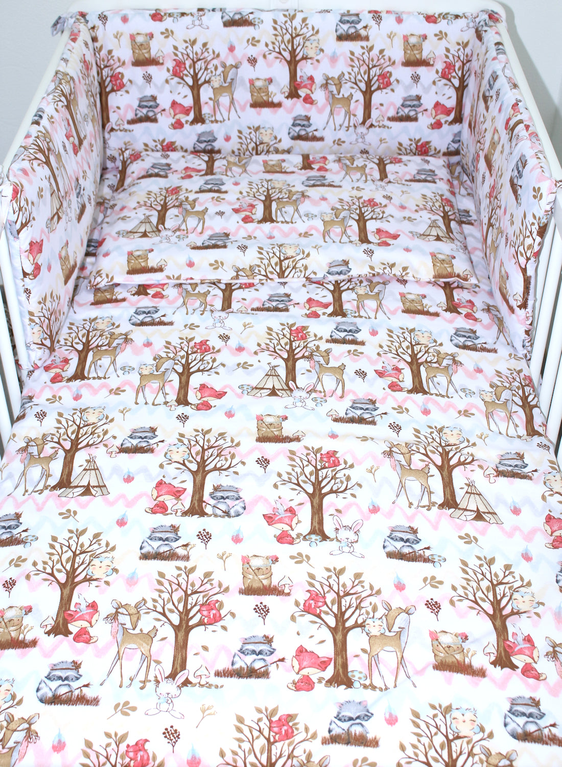 3-6 tlg Baby Kinder Bettset Baby Bettwäsche Bettdecke Kissen -Waldfreunde