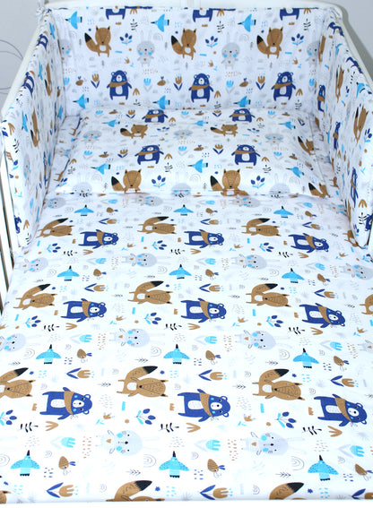 3-6 tlg Baby Kinder Bettset Baby Bettwäsche Bettdecke Kissen -Waldtiere