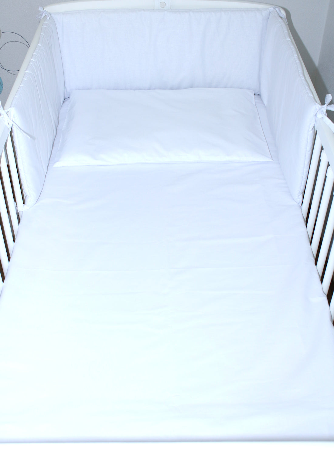 3-6 tlg Baby Kinder Bettset Baby Bettwäsche Bettdecke Kissen -Weiß