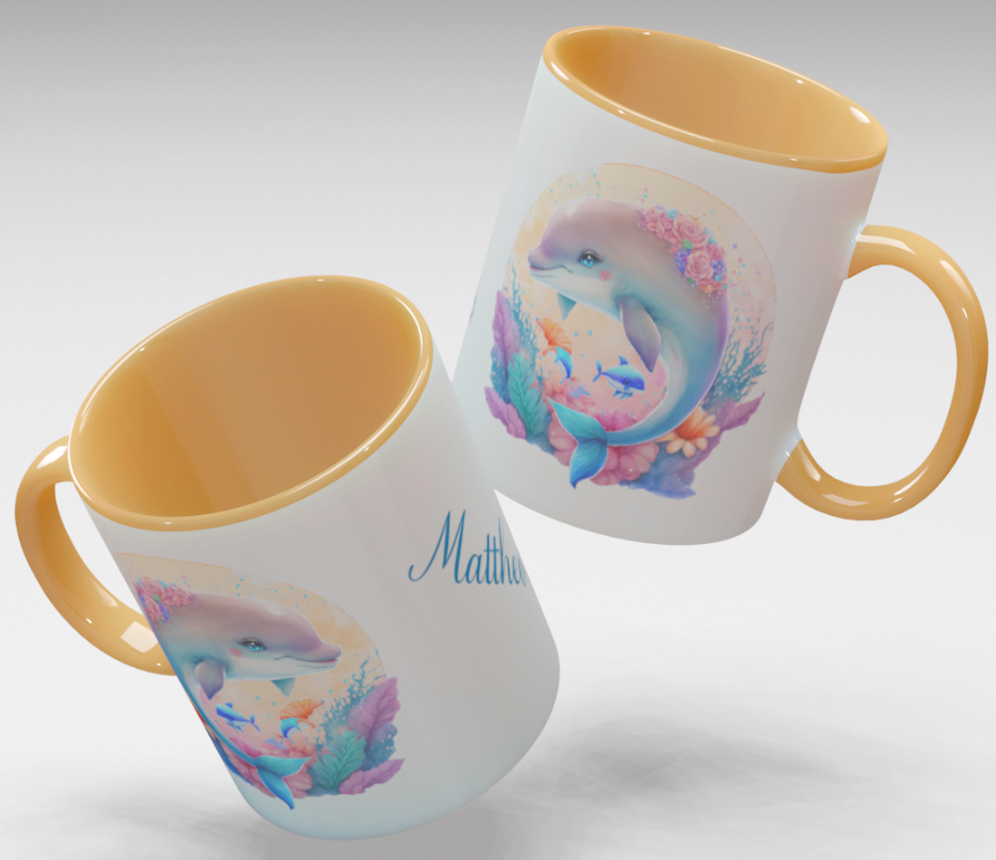 Personalisierte Kaffee - Tasse mit Namen - Delfin-1