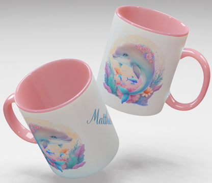 Personalisierte Kaffee - Tasse mit Namen - Delfin-1
