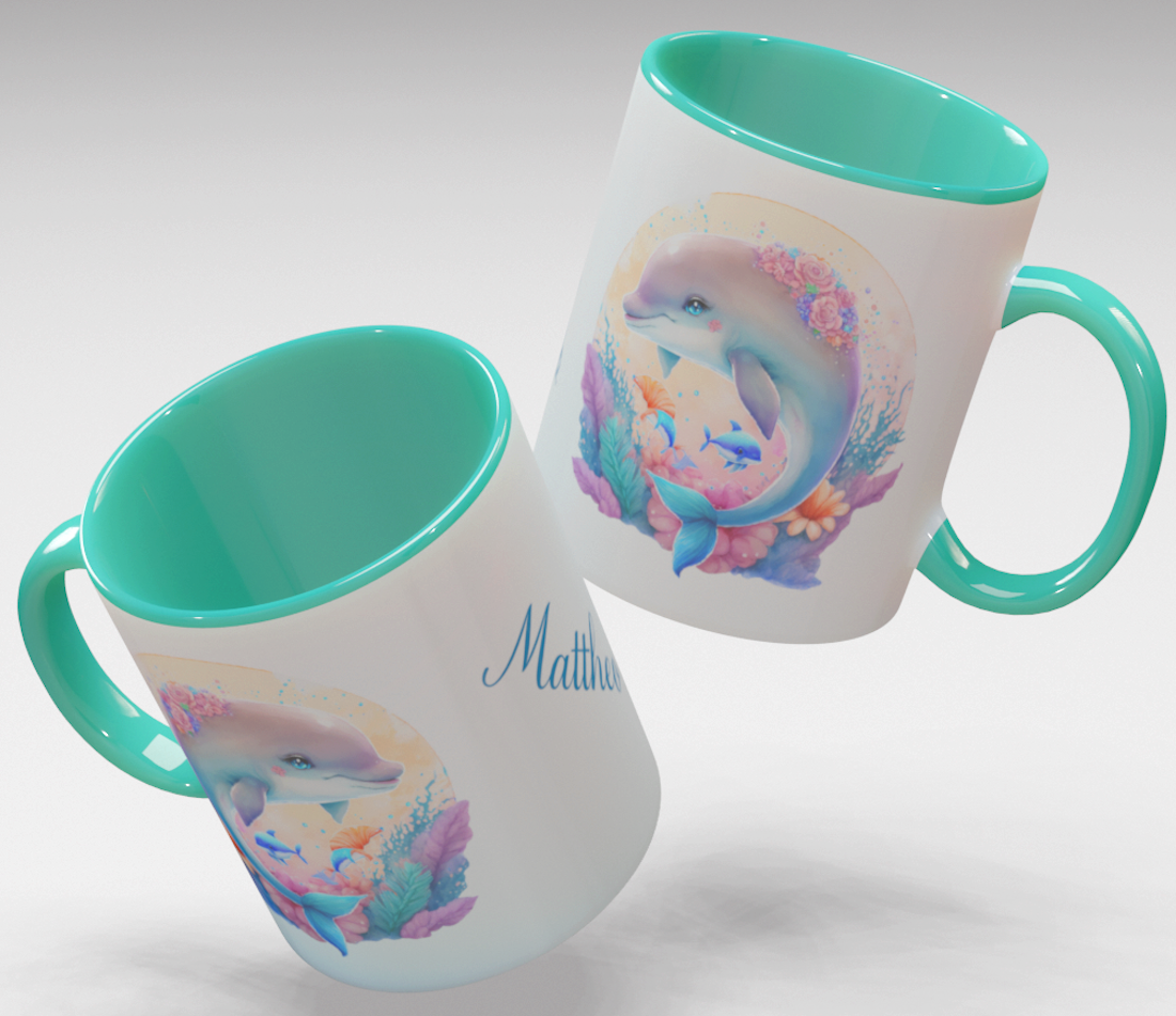 Personalisierte Kaffee - Tasse mit Namen - Delfin-1