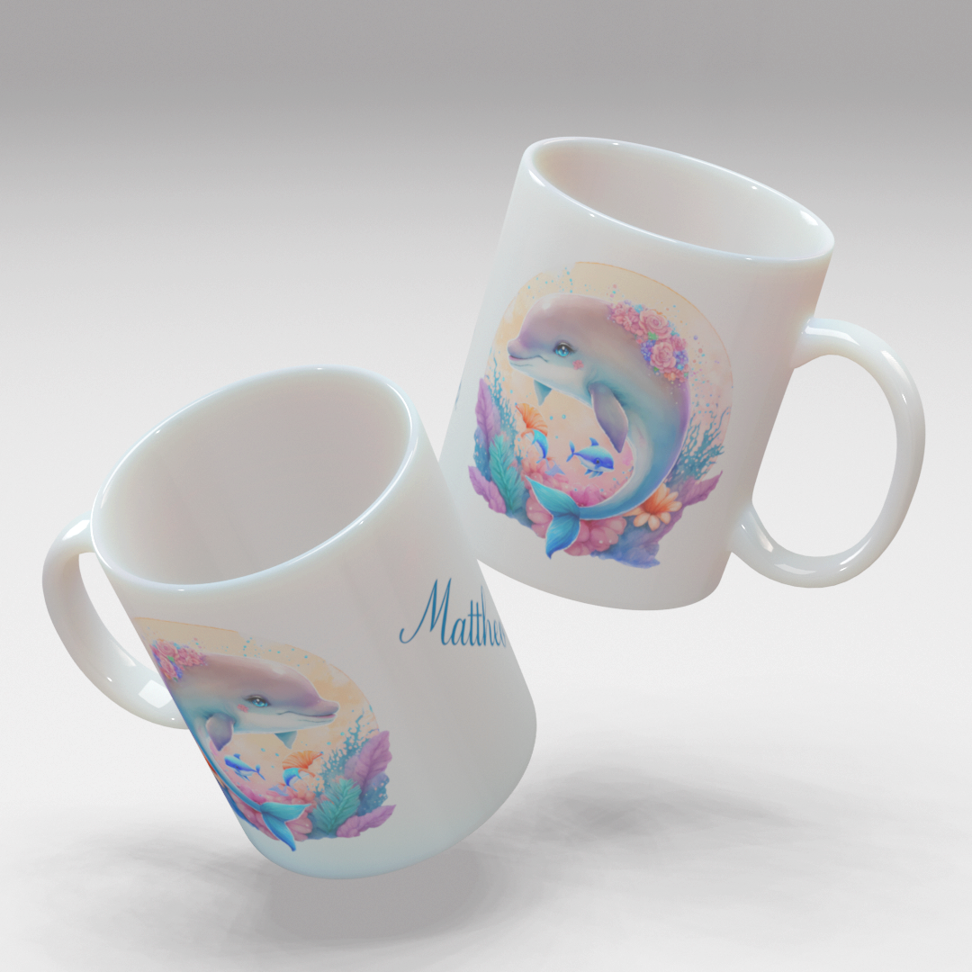Personalisierte Kaffee - Tasse mit Namen - Delfin-1