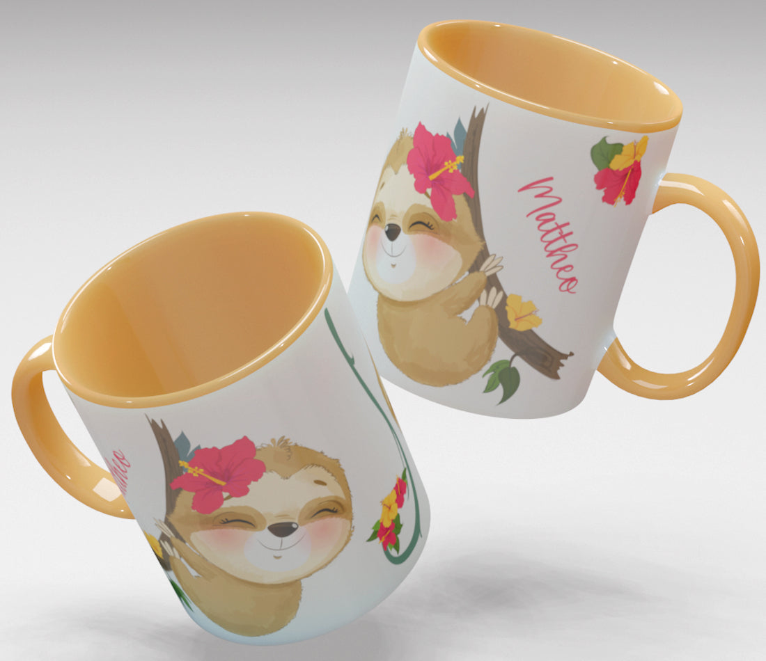 Personalisierte Kaffee - Tasse mit Namen - Faultier-1