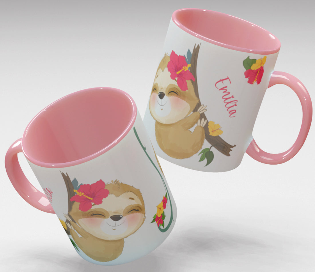 Personalisierte Kaffee - Tasse mit Namen - Faultier-1