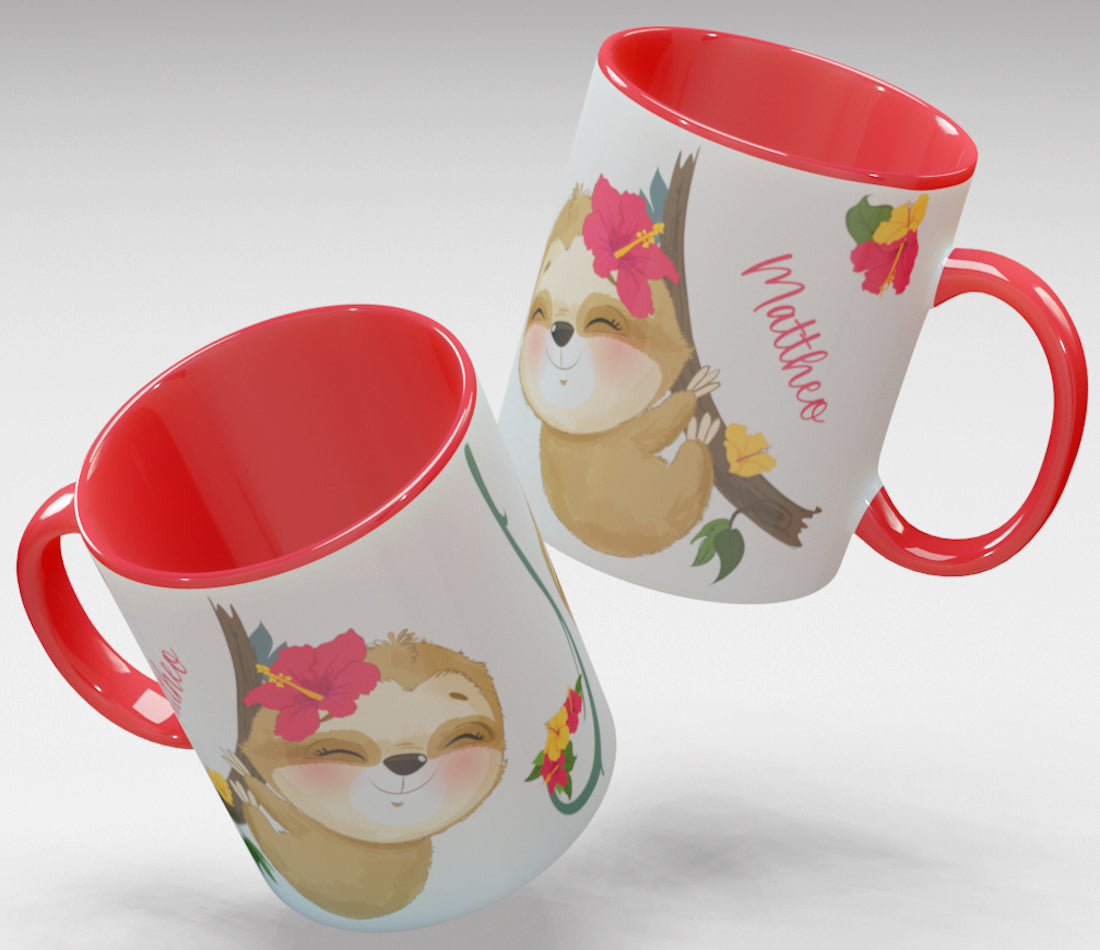 Personalisierte Kaffee - Tasse mit Namen - Faultier-1
