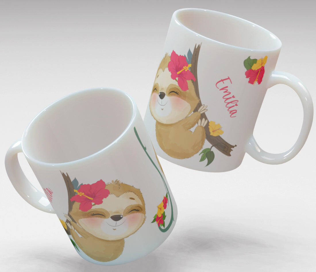 Personalisierte Kaffee - Tasse mit Namen - Faultier-1