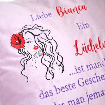 Personalisierbares Kissen - 1 - Bestickt Samtkissen