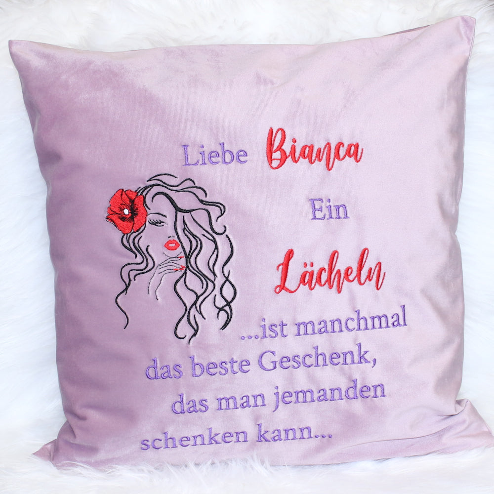 Personalisierbares Kissen - 1 - Bestickt Samtkissen