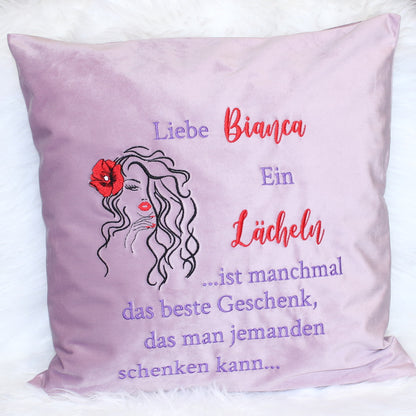 Personalisierbares Kissen - 1 - Bestickt Samtkissen
