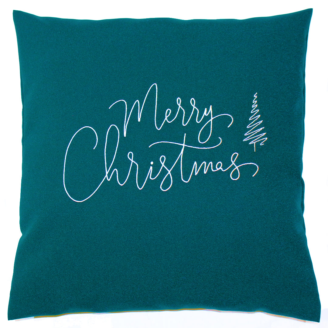 Kissenbezug Weihnachten bestickt minimalistisch Christmas - Merry Christmas
