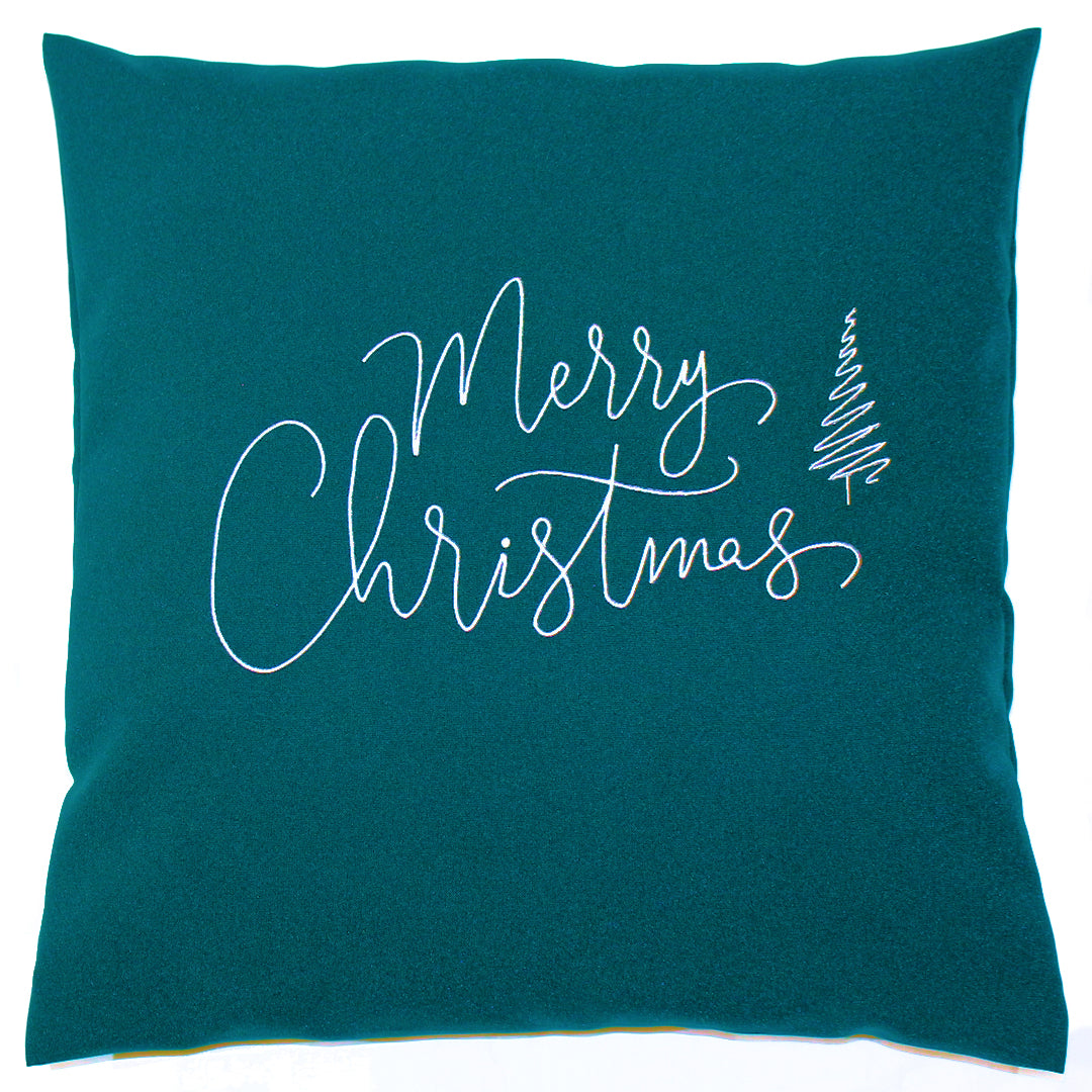 Kissenbezug Weihnachten bestickt minimalistisch Christmas - Merry Christmas