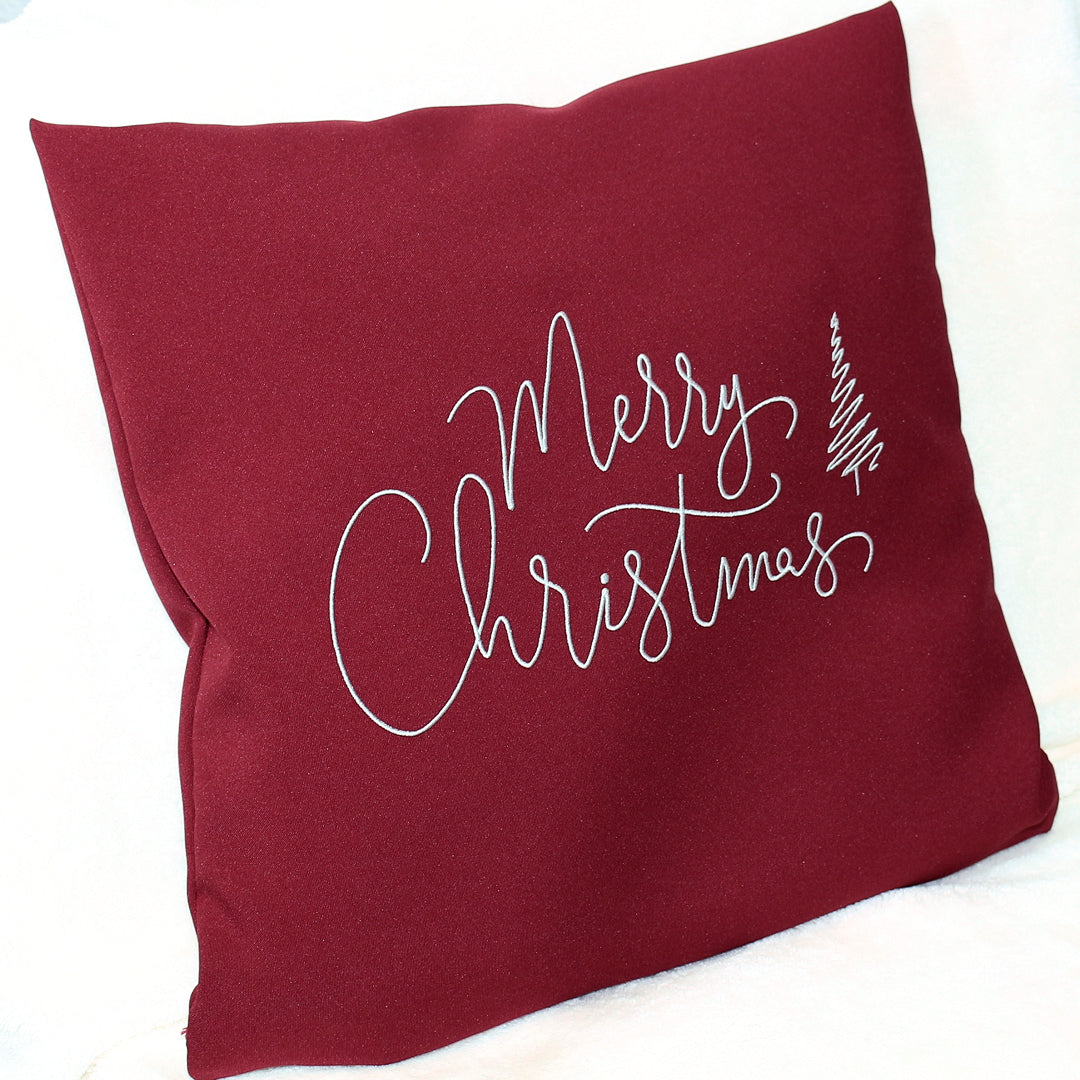 Kissenbezug Weihnachten bestickt minimalistisch Christmas - Merry Christmas