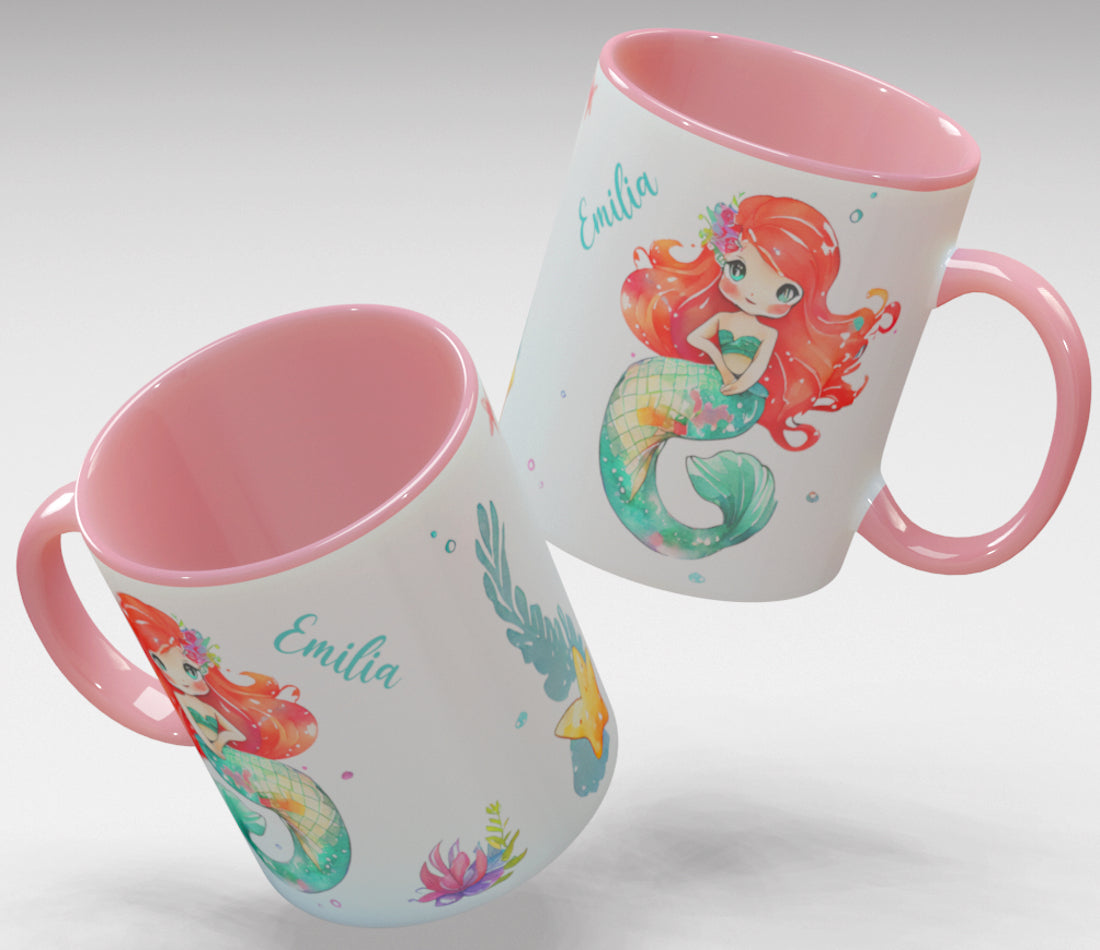 Personalisierte Kaffee - Tasse mit Namen - Meerjungfrau-1